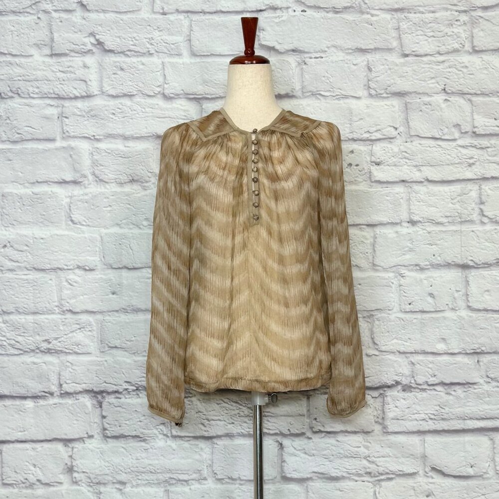 Of Two Minds Tan Silk Blouse